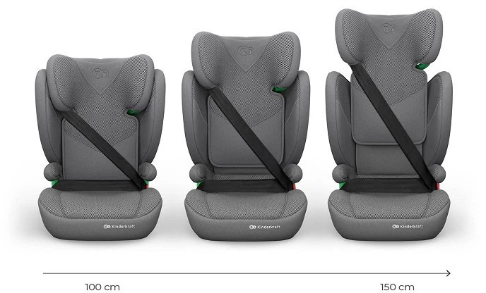 Automobilinė kėdutė Kinderkraft Junior Fix 2 Plus i-Size, pilka