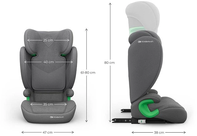Automobilinė kėdutė Kinderkraft Junior Fix 2 Plus i-Size, pilka