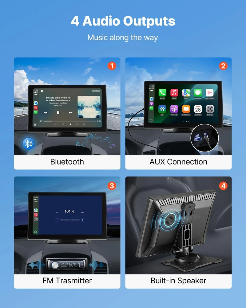 Automagnetola VEVOR Automobilio radijas su CarPlay ir kamera