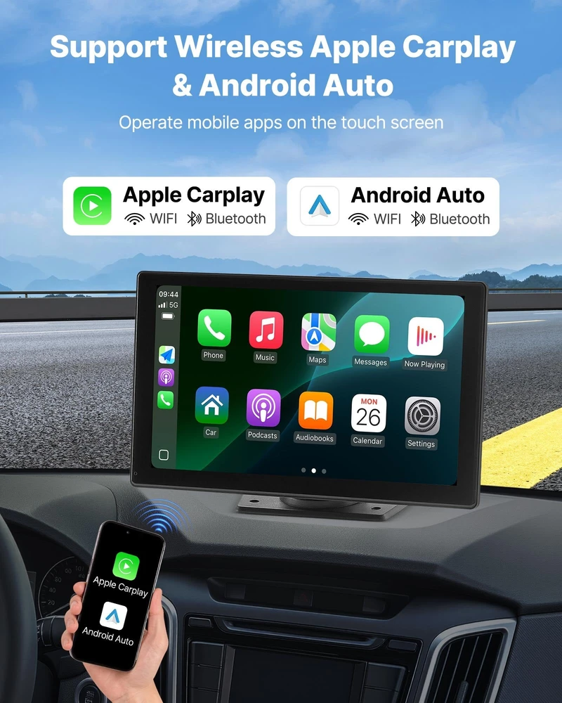Automagnetola VEVOR Automobilio radijas su CarPlay ir kamera
