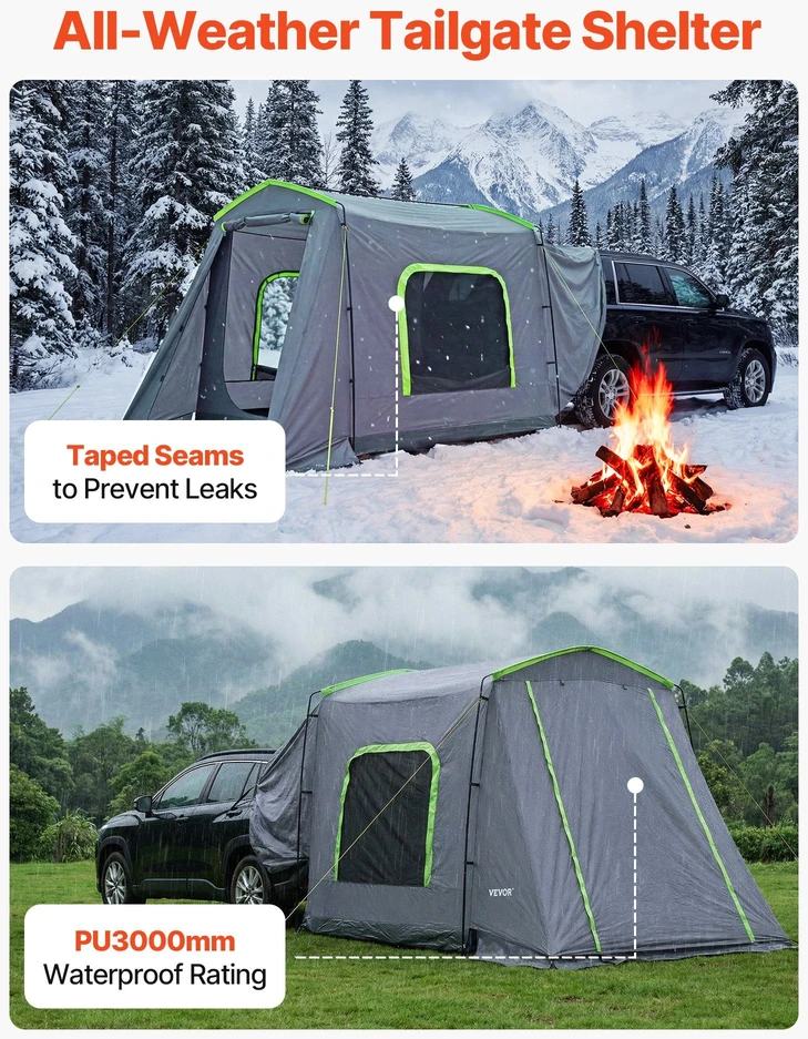VEVOR Didelė SUV automobilių palapinė 5–9 asmenims, 2440 x 800 mm, PU3000 mm