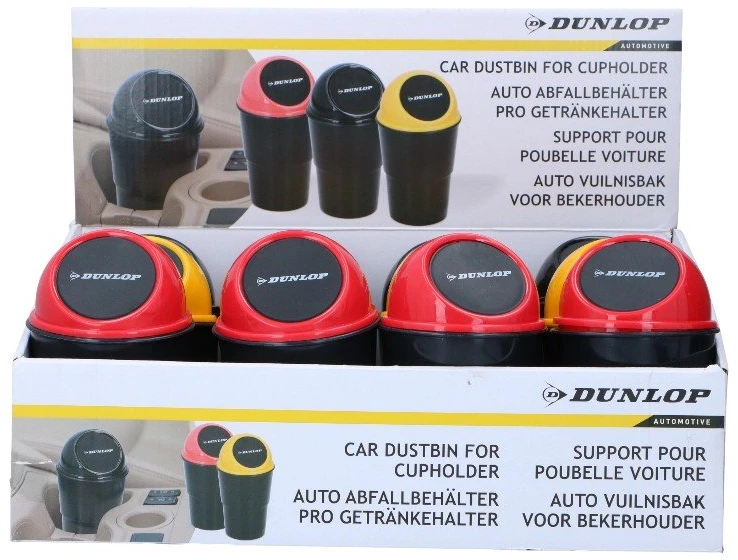 Dunlop – Automobilinė šiukšlių dėžutė 400 ml 10x17 cm (Raudona / Juoda)