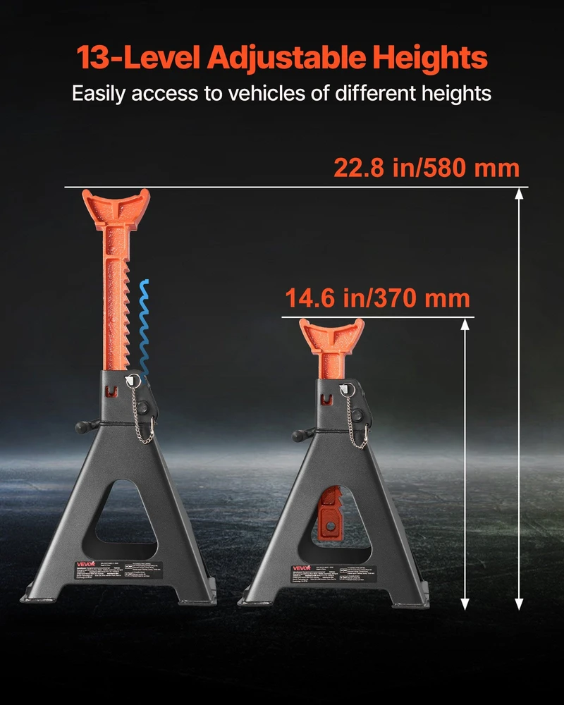 VEVOR Automobilio kėlikliai, 6 tonų apkrova, 370-580 mm aukštis