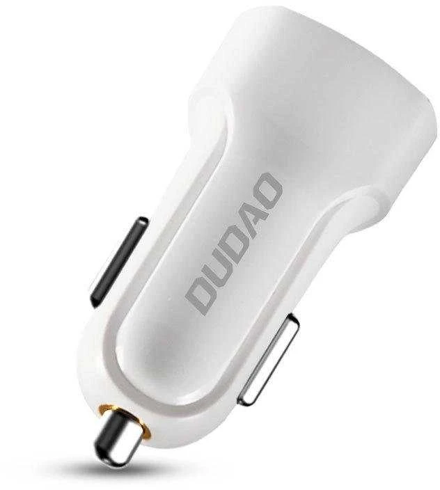Įkroviklis automobilinis Dudao R7 (2xUSB; 2.4A) + 3in1 laidas lightning+micro+type-C baltas