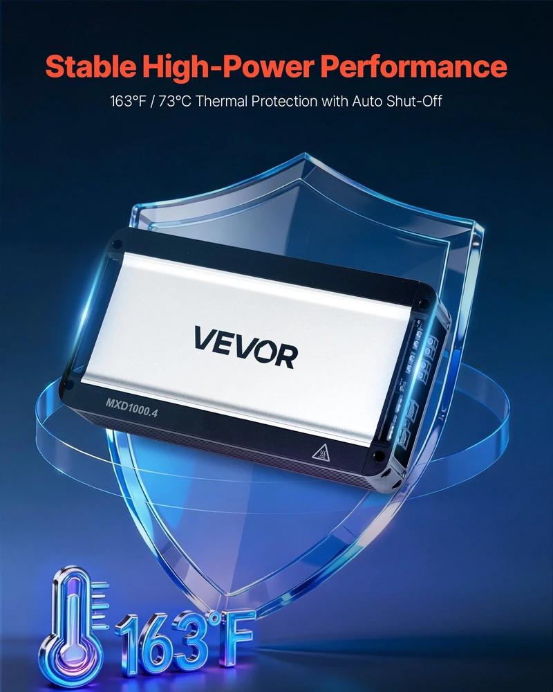 VEVOR Automobilinis 4 kanalų garso stiprintuvas