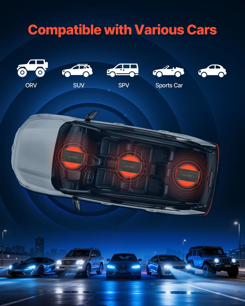 Vevor Automobilinis 4 kanalų stiprintuvas