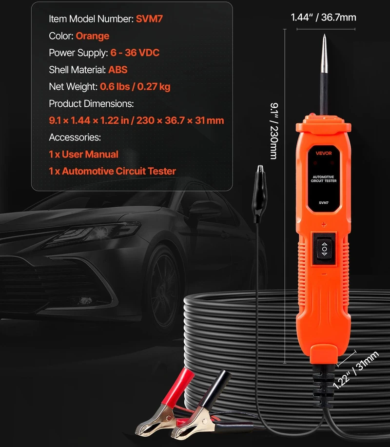 VEVOR Automobilių elektros grandinės testeris su apšvietimu