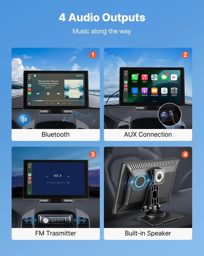 Automagnetola Vevor Automobilio stereo radijas su CarPlay ir kamera