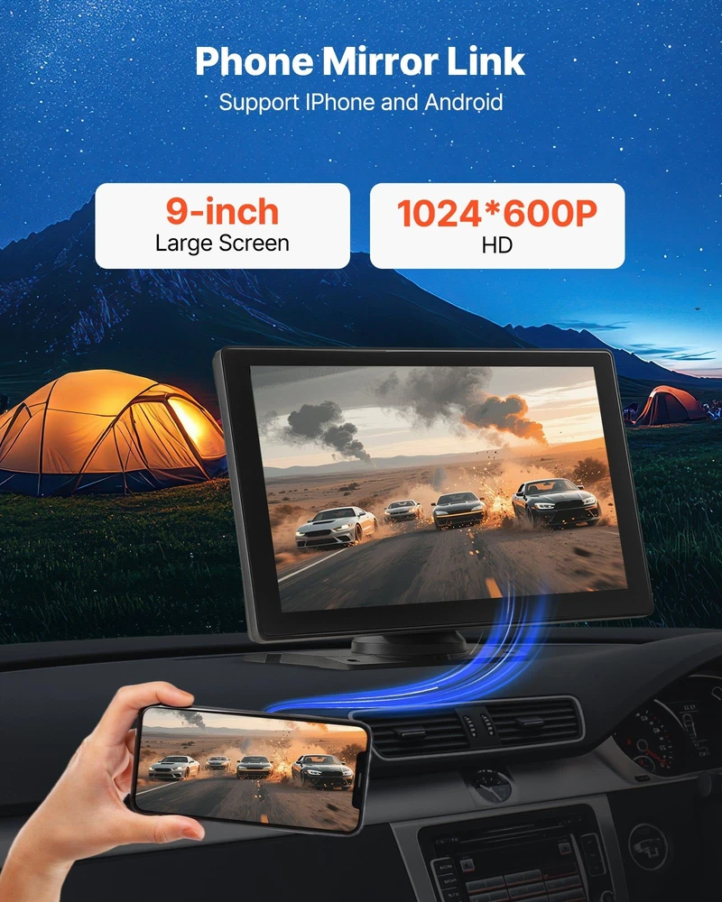 Automagnetola Vevor Automobilio stereo radijas su CarPlay ir kamera