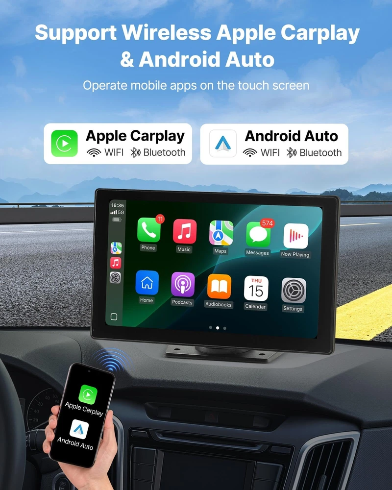 Automagnetola Vevor Automobilio stereo radijas su CarPlay ir kamera