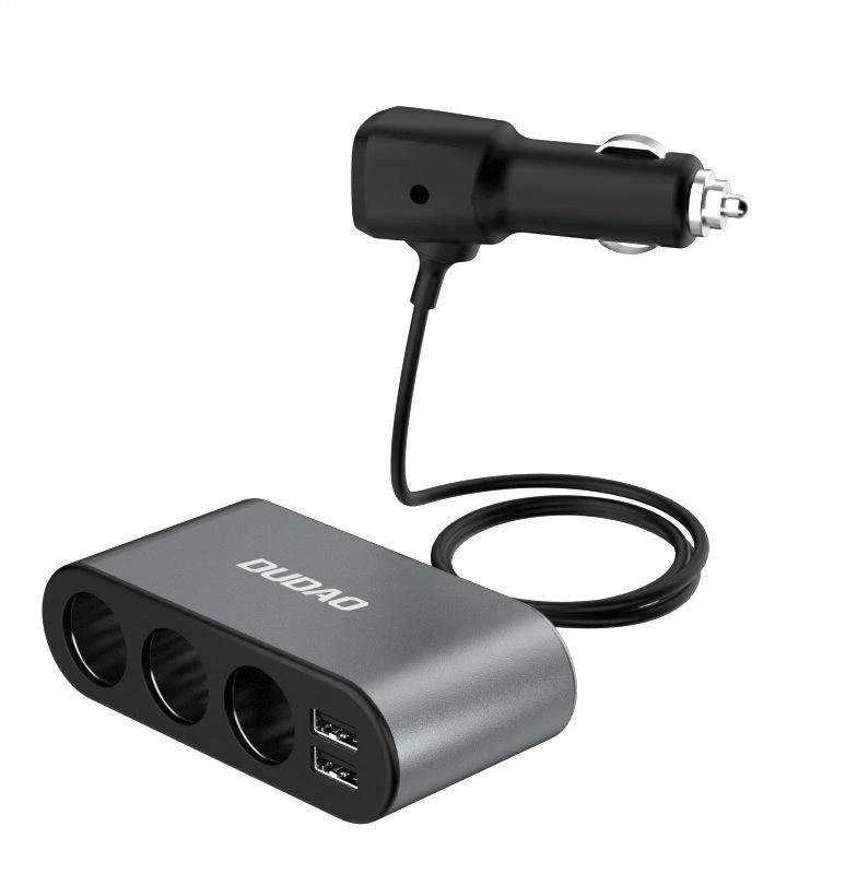 Dudao automobilinis įkroviklis 2x USB / 3x cigarečių žiebtuvėlio skirstytuvas juodas (R1Pro juodas)