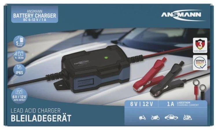 Ansmann 1001-0142 automobilio akumuliatoriaus įkroviklis 6 – 12 V Juoda