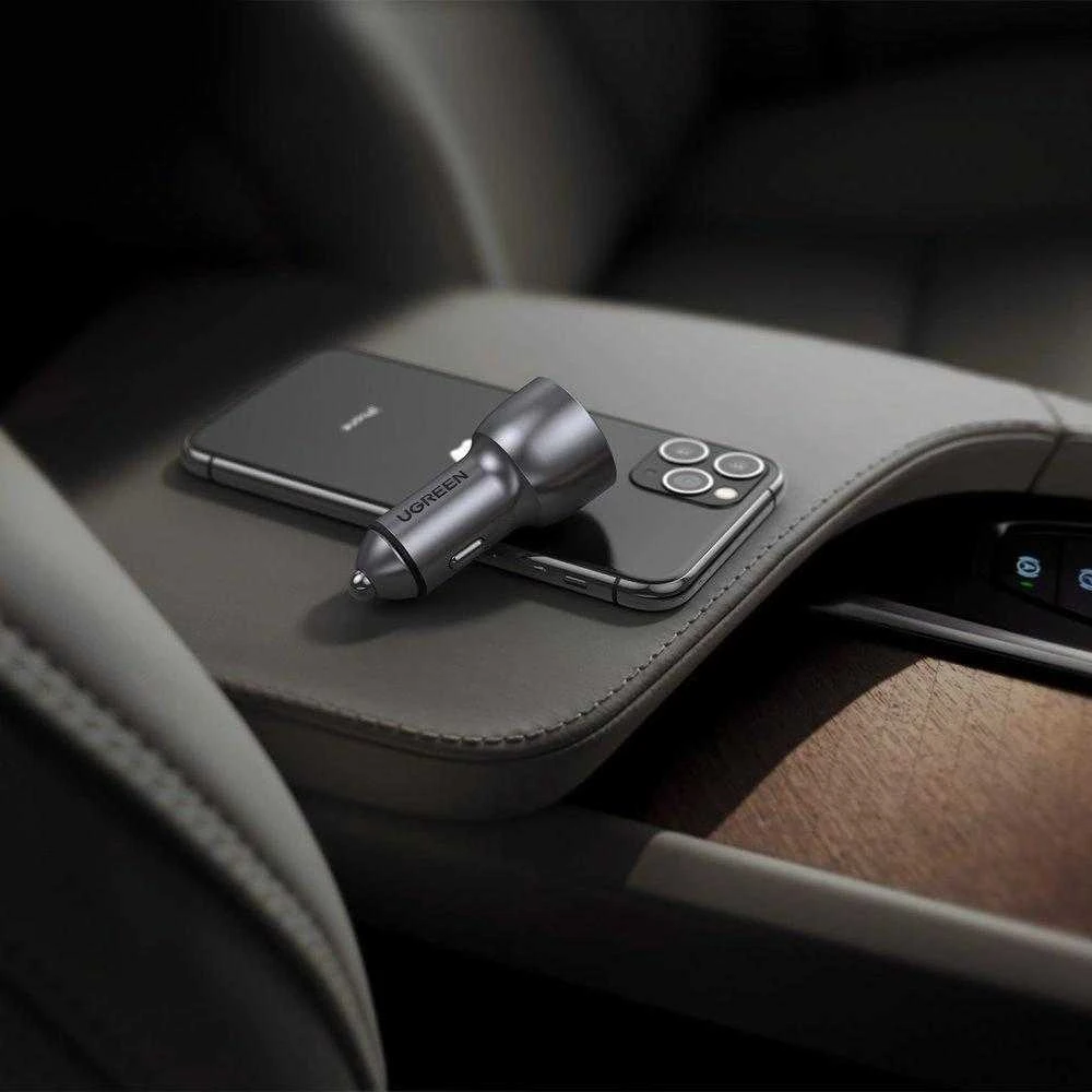 Automobilinis įkroviklis Ugreen CD213 USB-C/USB-A 36W pilkas