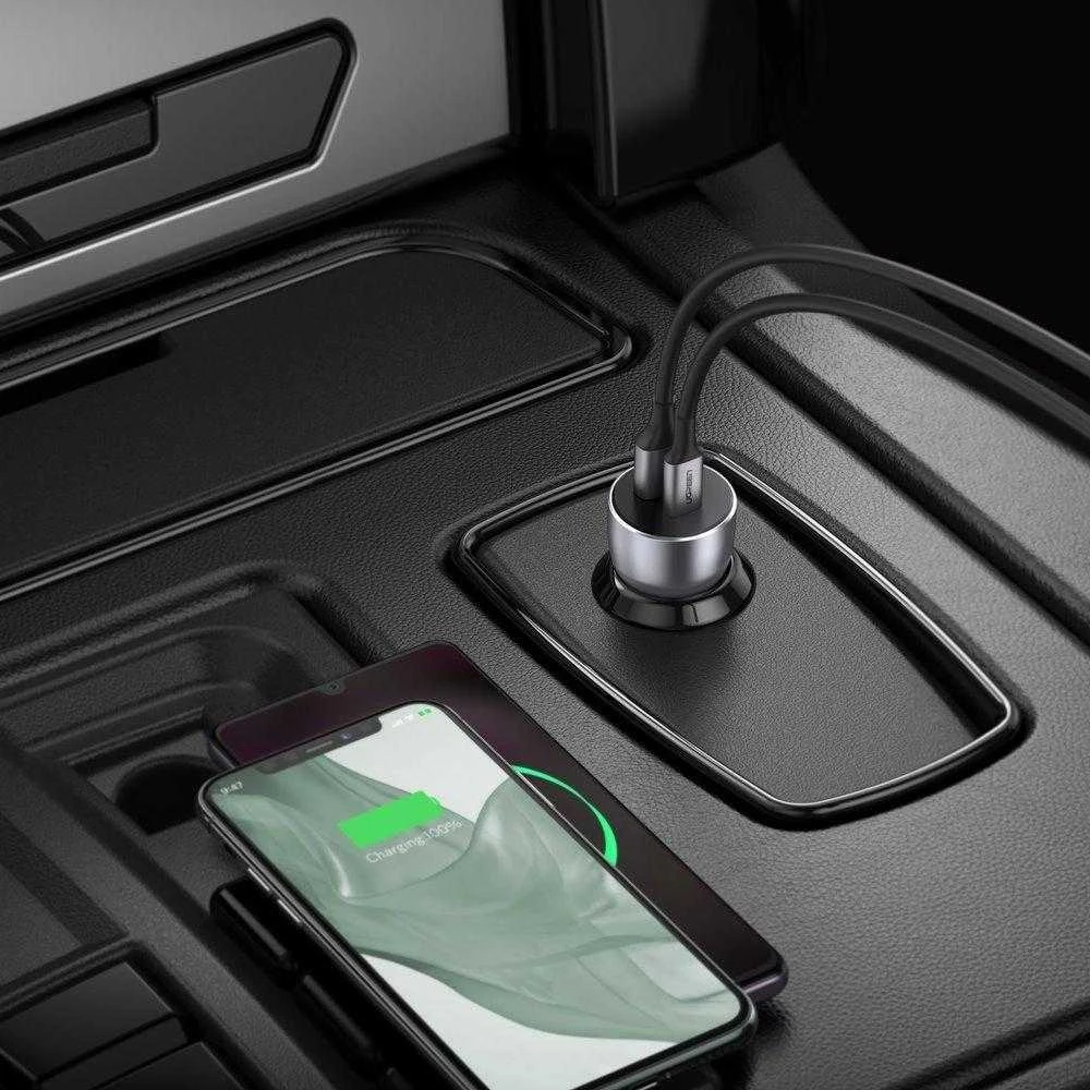 Automobilinis įkroviklis Ugreen CD213 USB-C/USB-A 36W pilkas