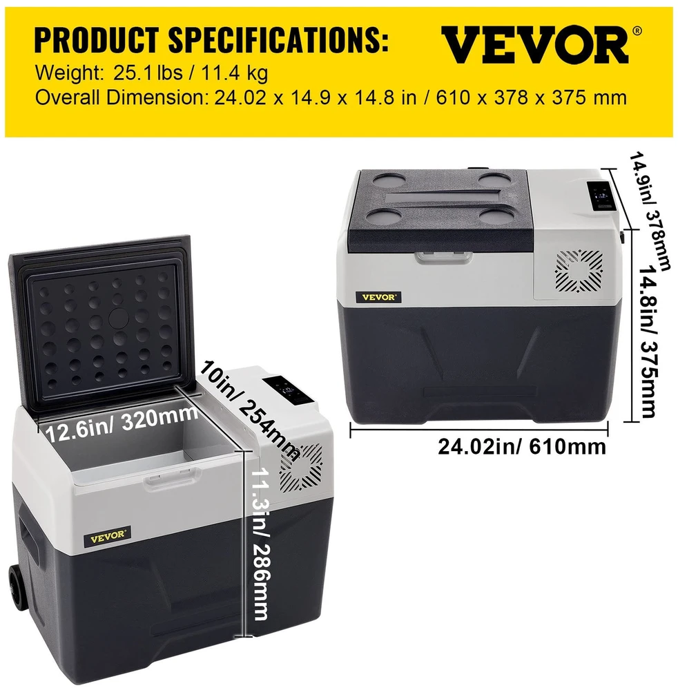VEVOR 30L automobilinis šaldytuvas su kompresoriumi