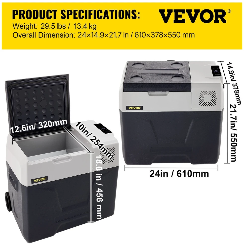 VEVOR 50L automobilinis šaldytuvas su kompresoriumi