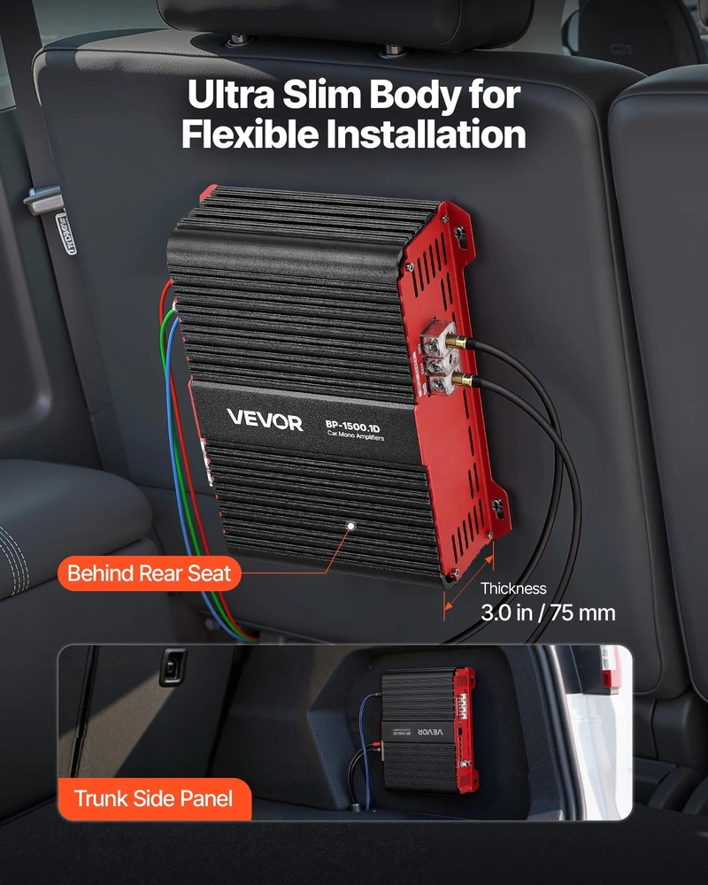 VEVOR Automobilinis mono stiprintuvas 1500W su nuotoliniu valdymu