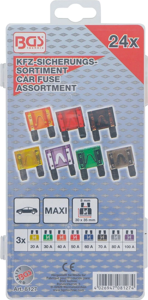 AUTOMOBILINIŲ SAUGIKLIŲ RINKINYS | MAXI | 24 VNT. (8127)