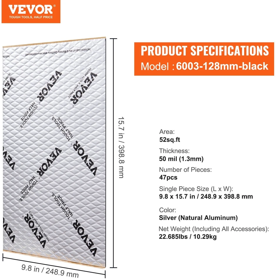 VEVOR Automobilio garso izoliacijos kilimėlis, 1.3mm