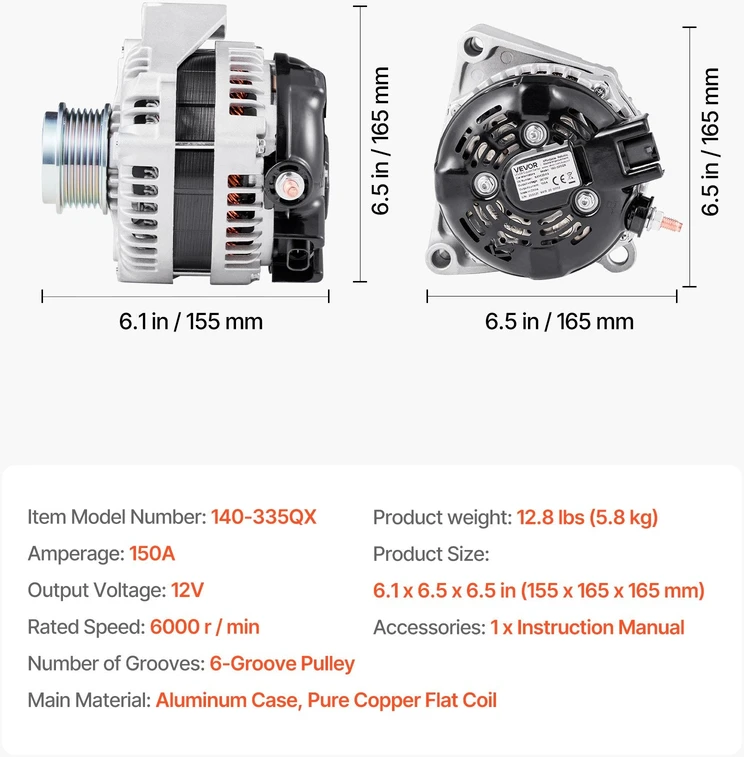 VEVOR Chevy Express 2500 18-19 alternatorius