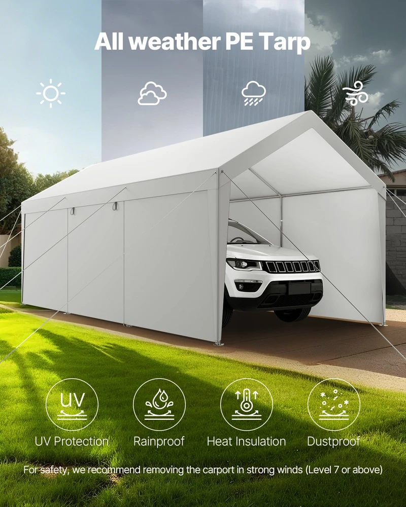 VEVOR Automobilių pastogė su šoninėmis sienelėmis 3x6 m