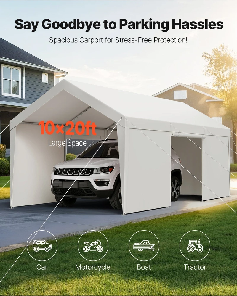 VEVOR Automobilių pastogė su šoninėmis sienelėmis 3x6 m