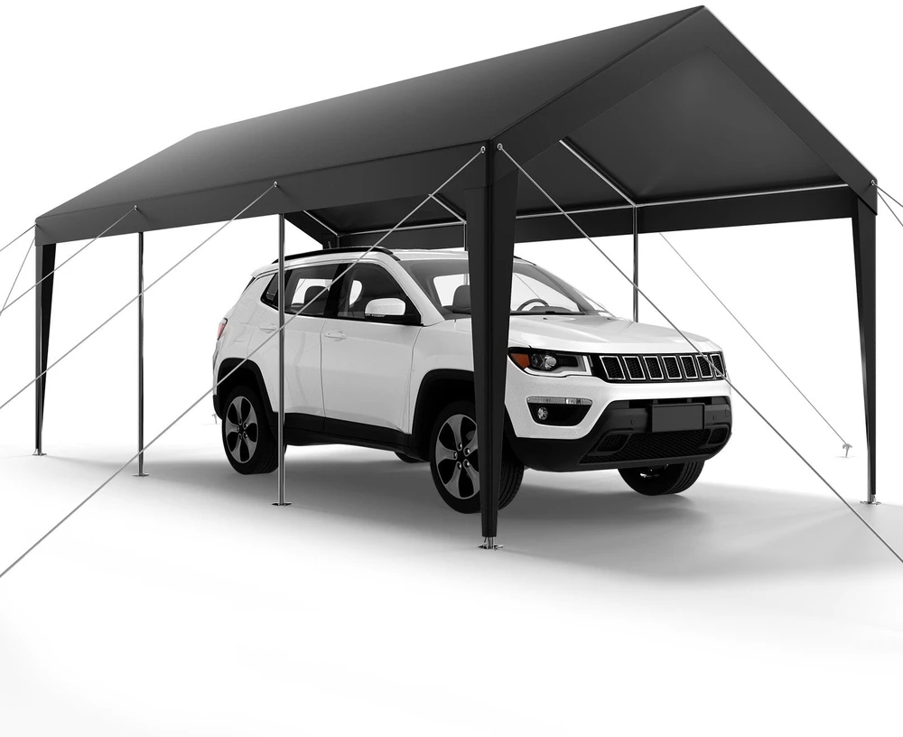 VEVOR Automobilio pastogė 3 x 6 m pilka