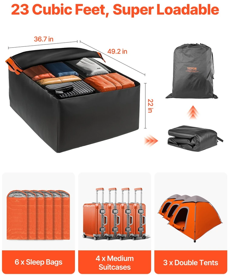 Vevor Automobilinė stogo bagažinė 649 litrų 840D PVC
