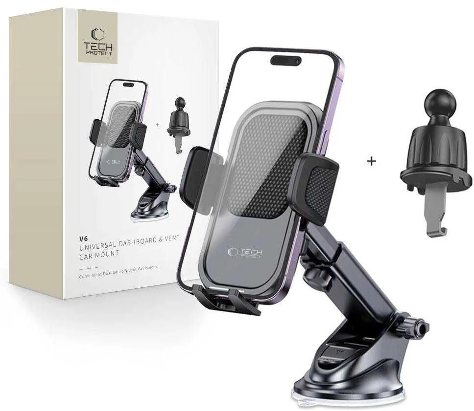 Universalus automobilinis telefono laikiklis for Dashboard / Air Vent Tech-Protect V6 juodos spalvos