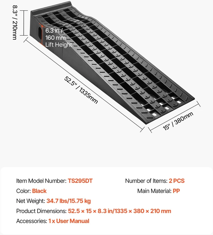 VEVOR Automobilių aptarnavimo pandusai, 2 vnt, 5897 kg