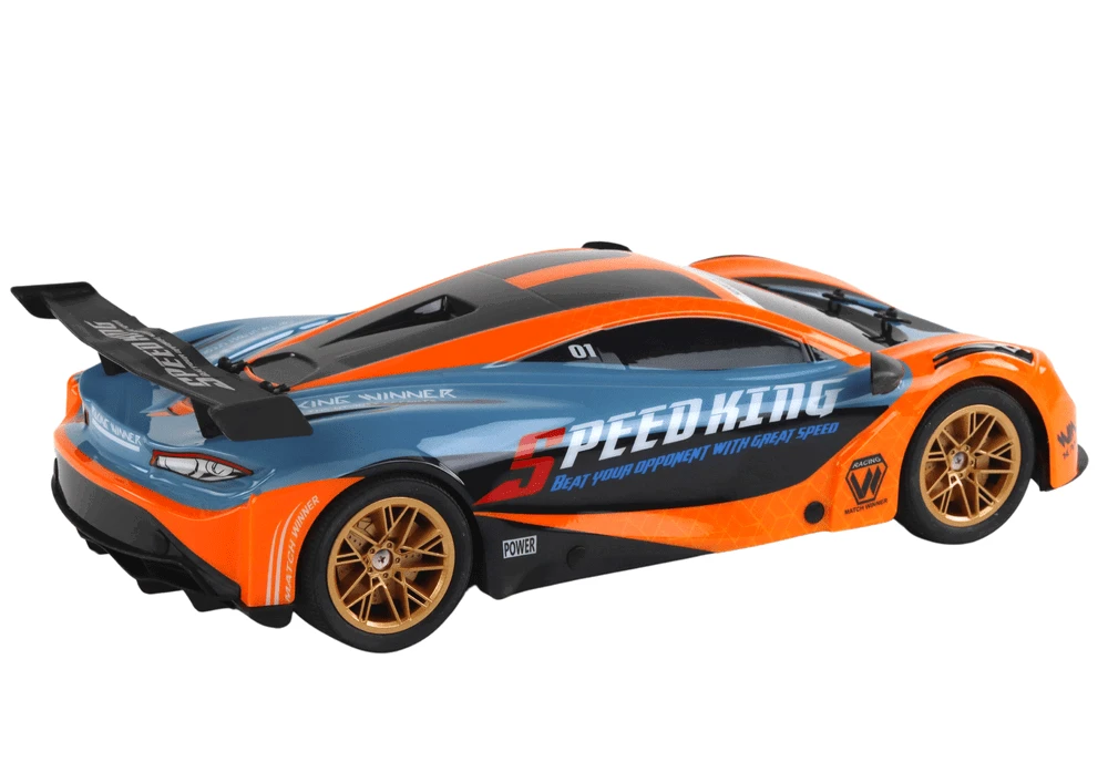 Nuotoliniu būdu valdomas sportinis automobilis Lean Toys, oranžinis, 42,5x22x10cm