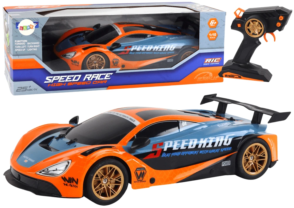 Nuotoliniu būdu valdomas sportinis automobilis Lean Toys, oranžinis, 42,5x22x10cm
