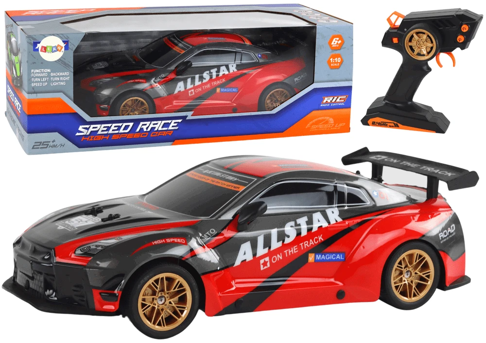 Nuotoliniu būdu valdomas sportinis automobilis Lean Toys, raudonas, 44x12x19,5 cm