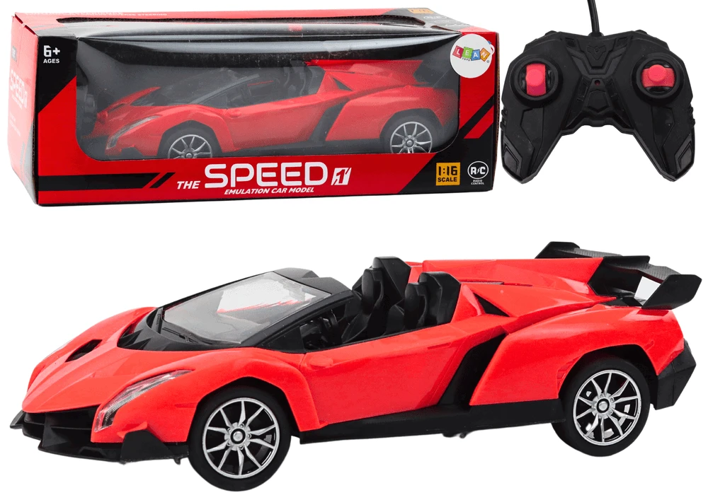 Lean Toys Nuotoliniu būdu valdomas raudonas sportinis automobilis RC 1:16