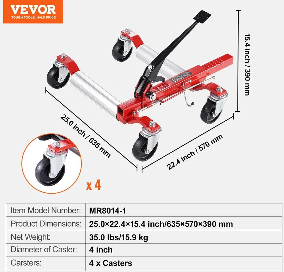 VEVOR Automobilio ratų keltuvas 680 kg