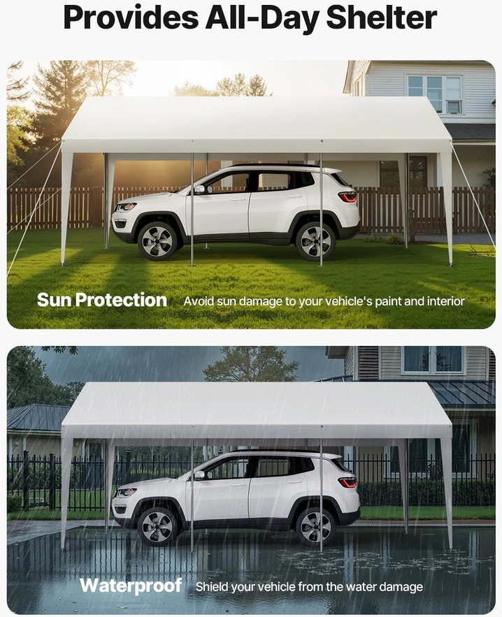 VEVOR Automobilio pastogė 3 x 6 m balta