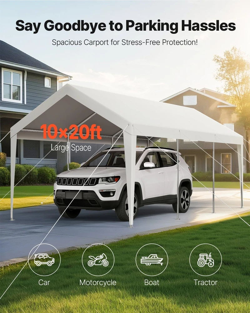 VEVOR Automobilio pastogė 3 x 6 m balta