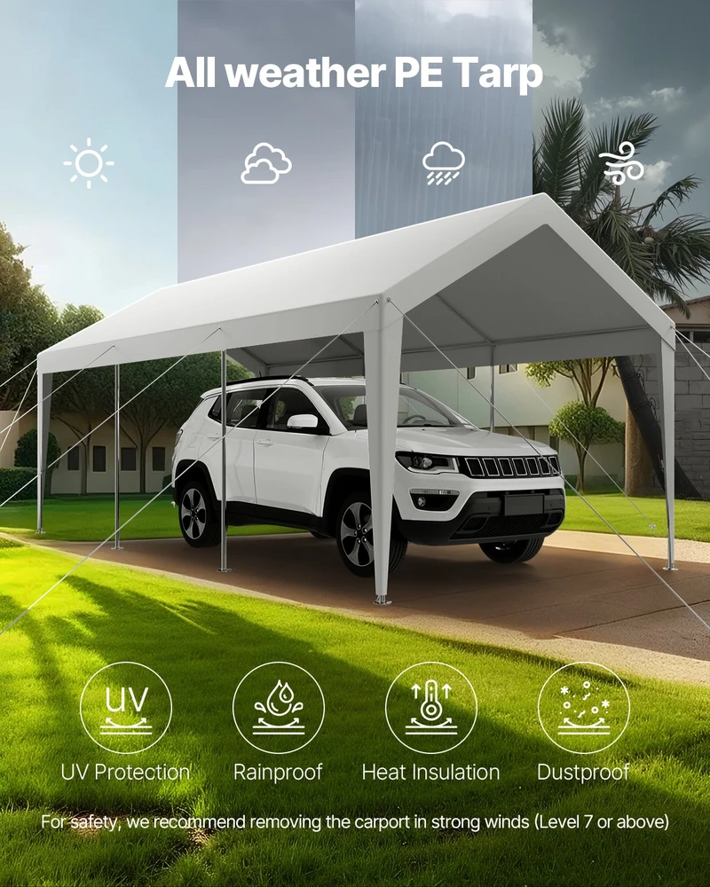 VEVOR Automobilio pastogė 3 x 6 m balta