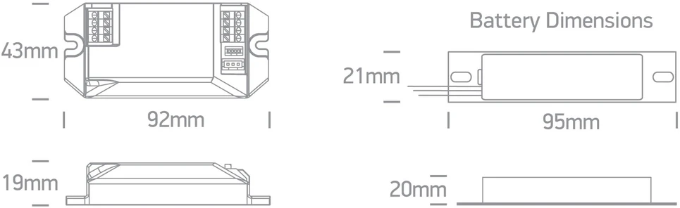 Avarinis paketas 1-30W LED šviestuvams / 9-45V DC LED juostoms, įleidžiamo montavimo, 3h palaikymas, 89001/EME