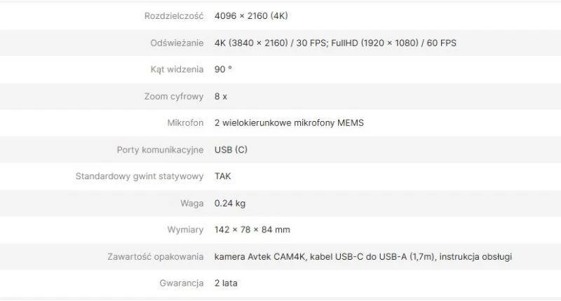Webcam Avtek CAM4K