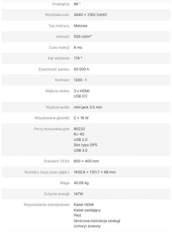 AVTEK DS2 86" INFORMACINIS MONITORIUS