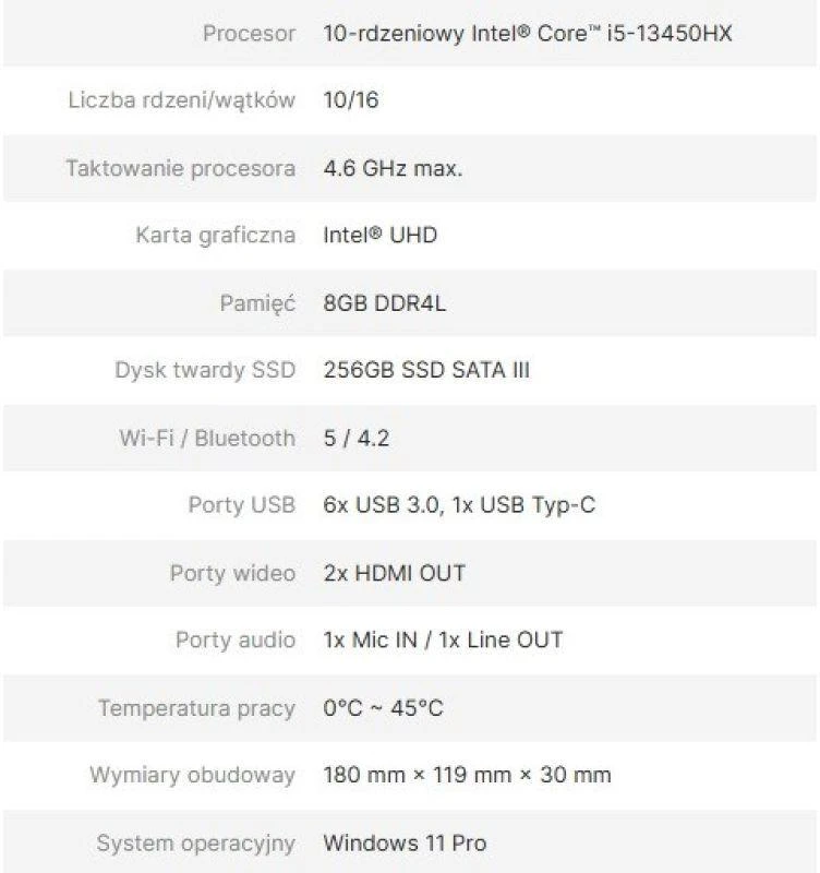 AVTEK OPS COMPUTER I5 13450HX 8GB 256GB/WIN 11 PRO