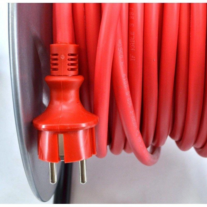 AW-Tools AWTOOLS pratęsimo laidas metalinis būgnas RAUDONAS HEAVY DUTY 50m 3x1,5 mm 16A / 3680W / IP44