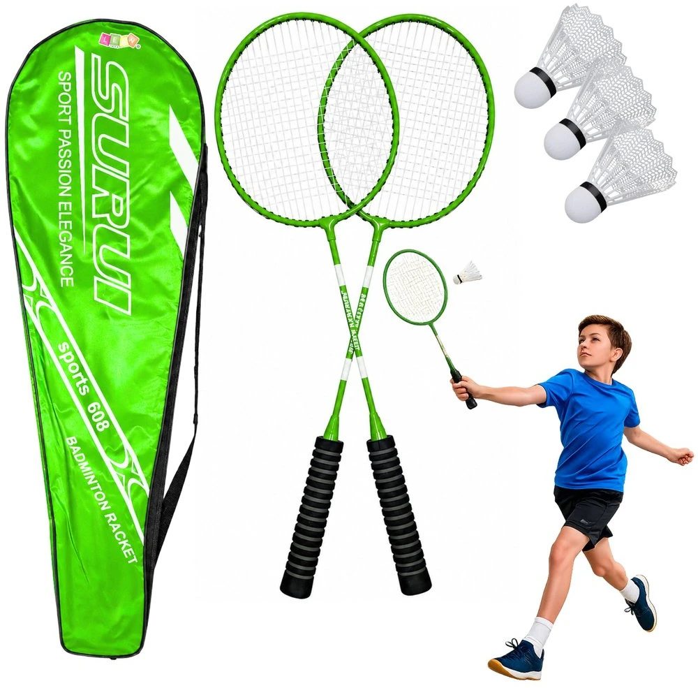 Lean Toys Badmintono rinkinys 2 raketės 3 plunksnelės