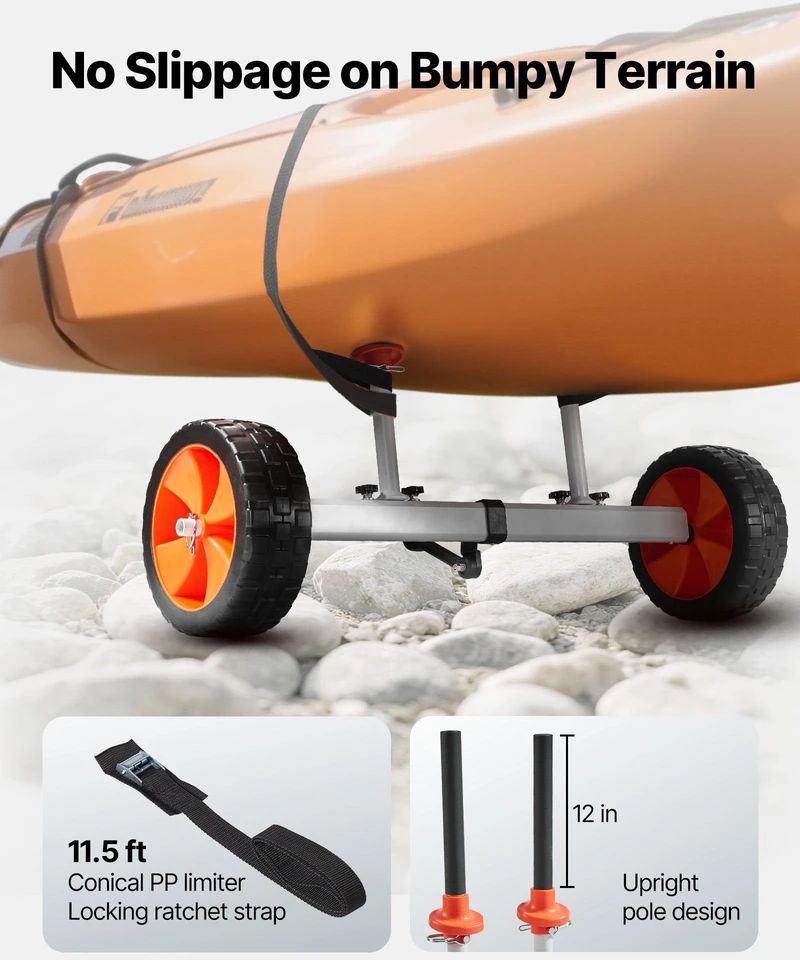 VEVOR Kanojų ir baidarių vežimėlis su 25 cm PU ratais