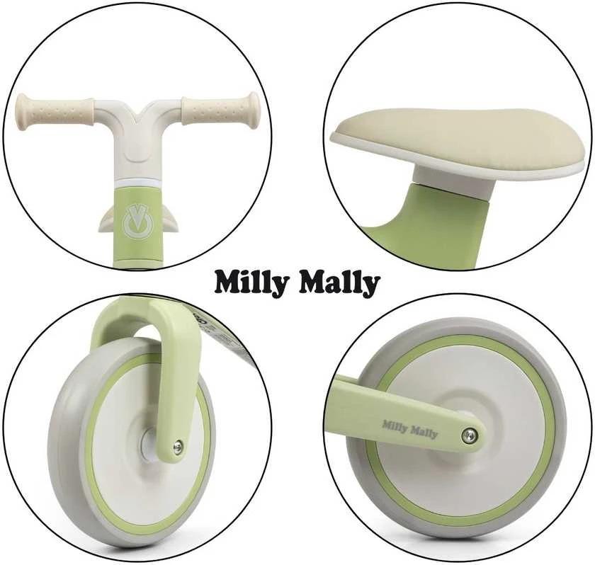 Balansinis dviratukas šviesiai žalias plastikinis vaikams Milly Mally