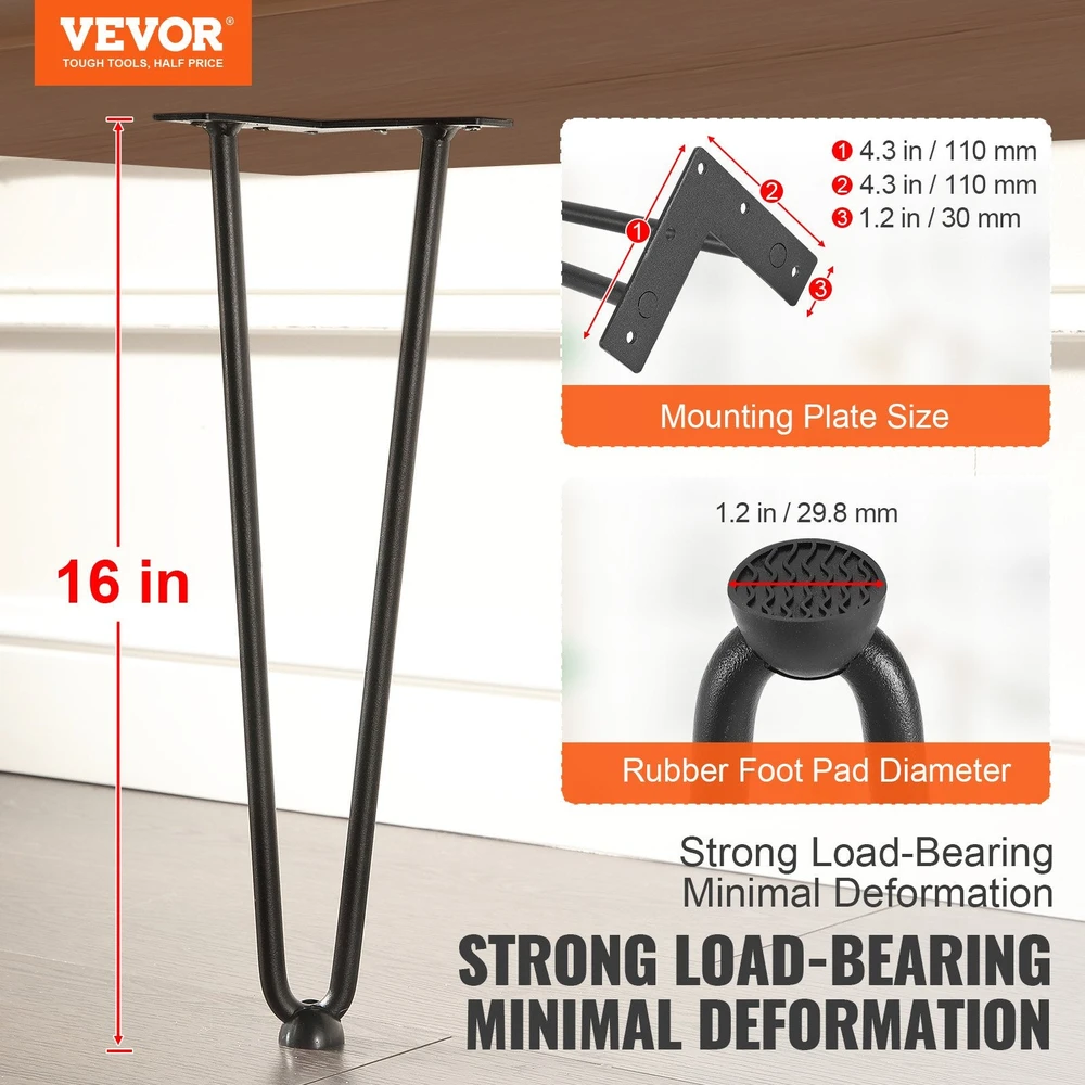 VEVOR 406 mm plono profilio metalinės baldų kojelės