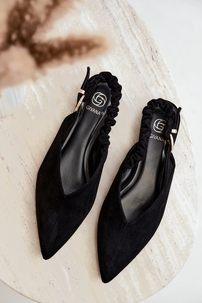 Balerinos atviru kulnu su sagtimi, juodos