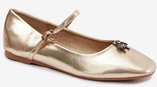 Balerinos iš odos imitacijos Pina Gold su dirželiu