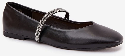 Balerinos juodos su blizgiais dirželiais Ilirene – elegancijai ir patogumui kiekviename žingsnyje.